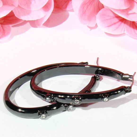 Chico's Jewelry - NWT Chico's Black Earrings with Clear Rhinestones